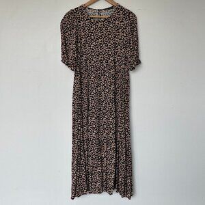 Zara Floral Short Sleeve Midi Dress